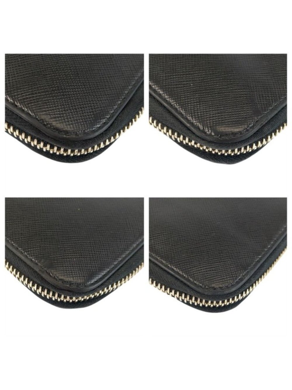 Prada Saffiano Black Gold Leather Wallet - Picture 4 of 9